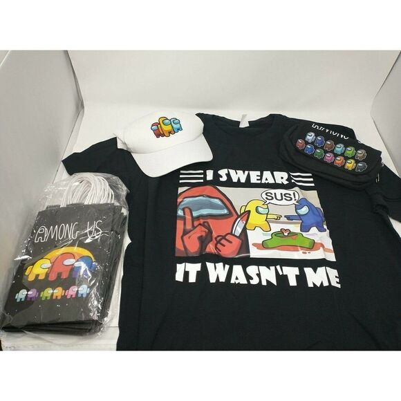 Among Us Bundle Shirt Hat Bag Gift Bags set - Picture 1 of 6